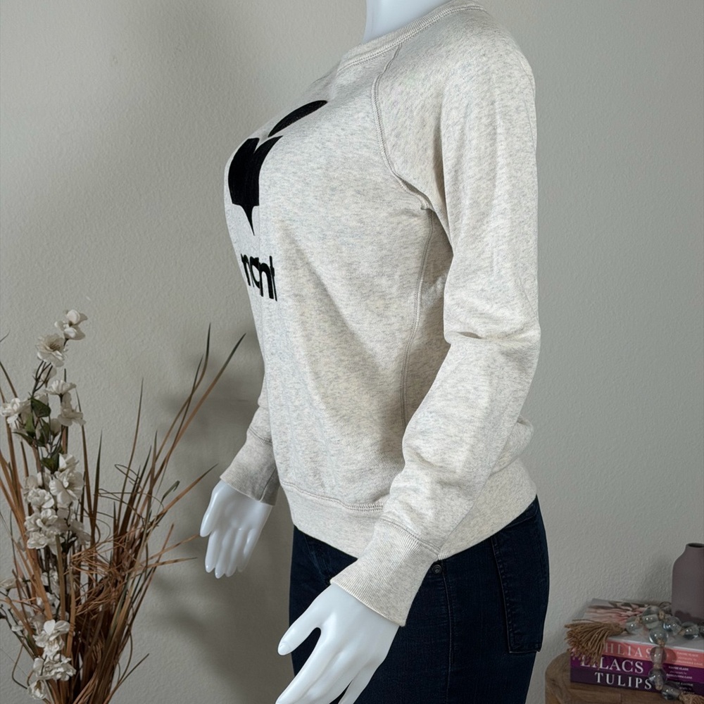 Etoile Isabel Marant Beige MILLYNY SWEATSHIRT with Black Logo - Picture 3 of 13